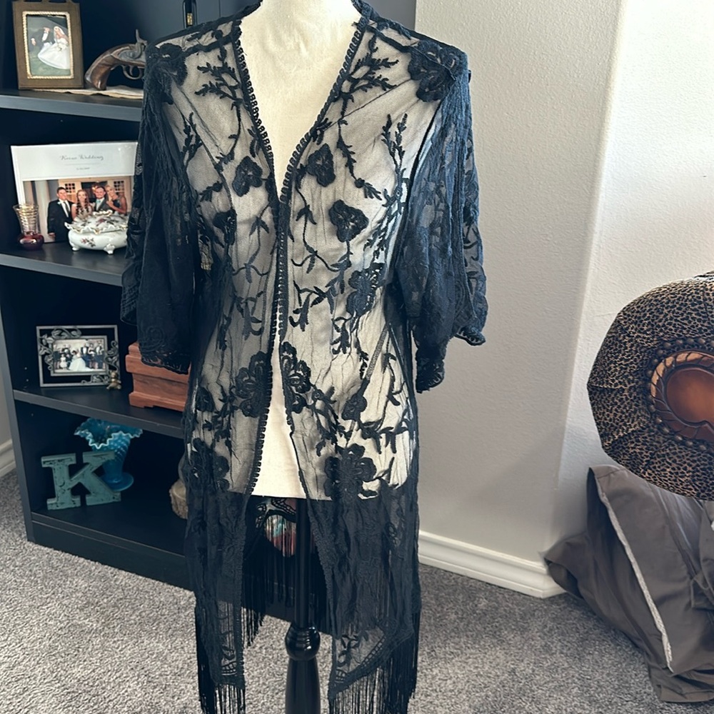 Black lace overlay